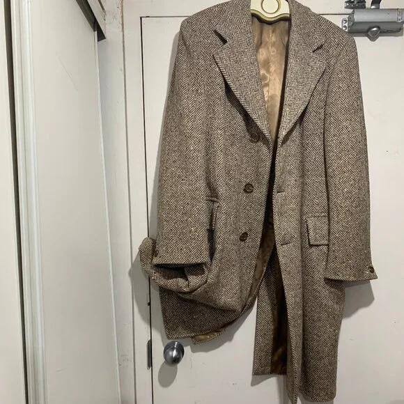 VINTAGE SIMPSONS THE STORE FOR MEN TWEED TRENCH COATS SIZE L/XL - Picture 9 of 12